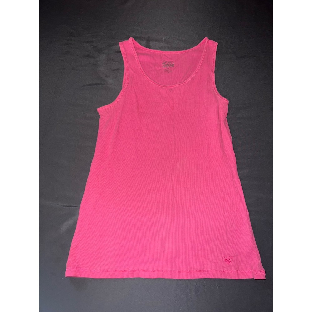 Justice Girls Pink Ribbed Tank Top Size 18 Sleeveless Scoop Neck Cotton Blend
